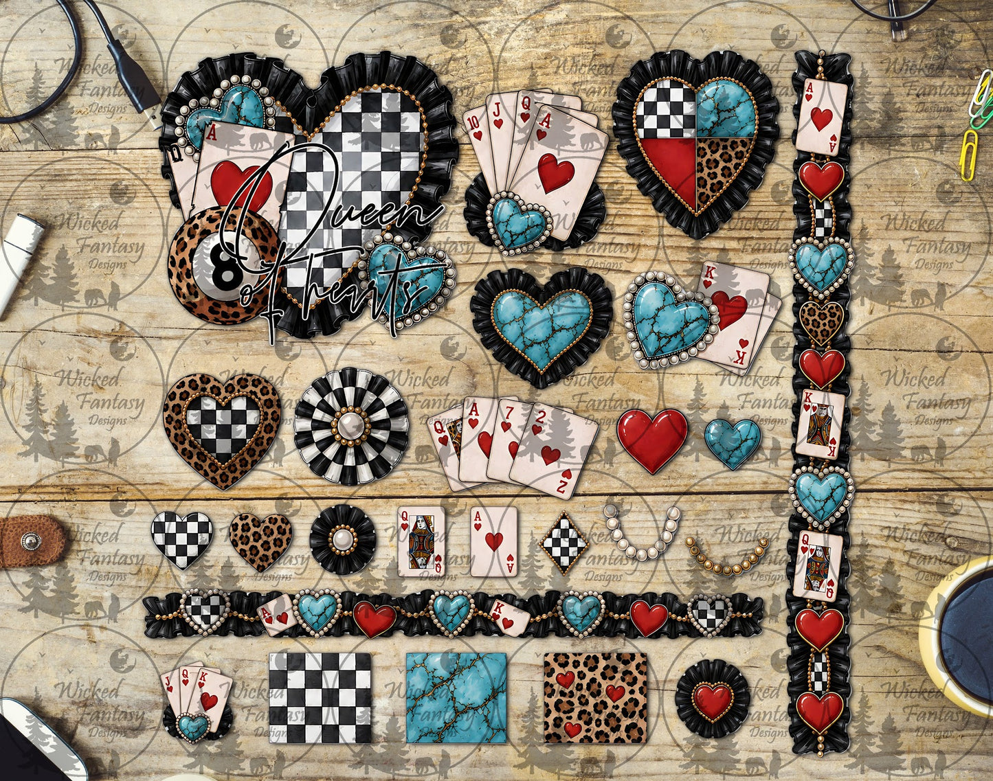UVDTF Turquoise Queen of Hearts Multimedia Element Sheet