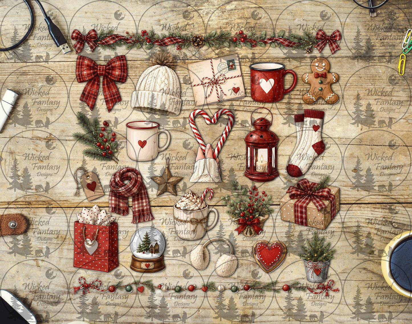 UVDTF Cozy Plaid Christmas Element Sheet
