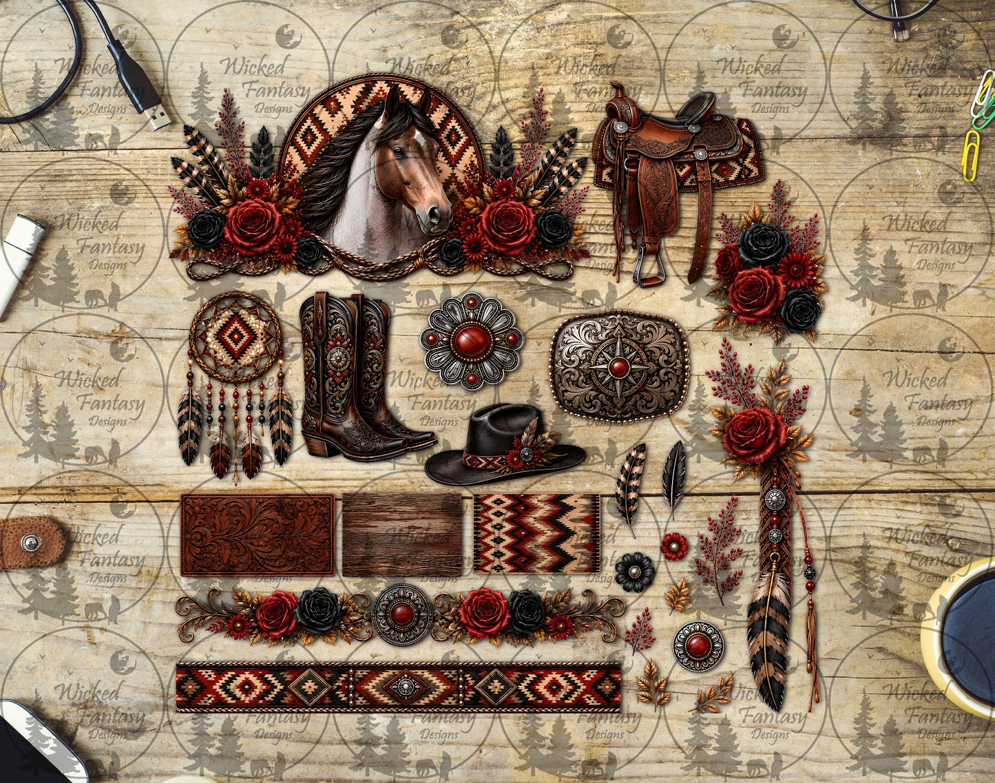 UVDTF Red Roan Aztec Element Sheet