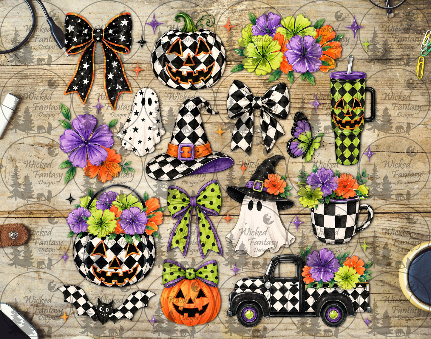 UVDTF Checkered Halloween Element Sheet