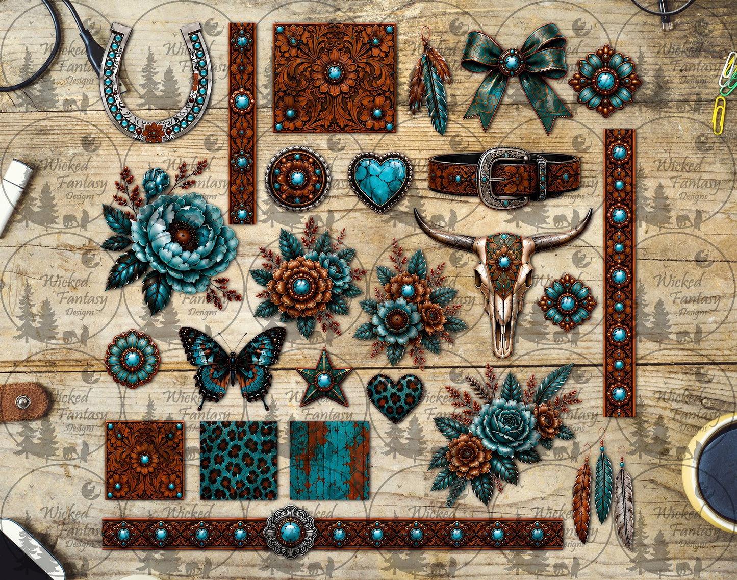 UVDTF Tooled and Turquoise Western Element Sheet