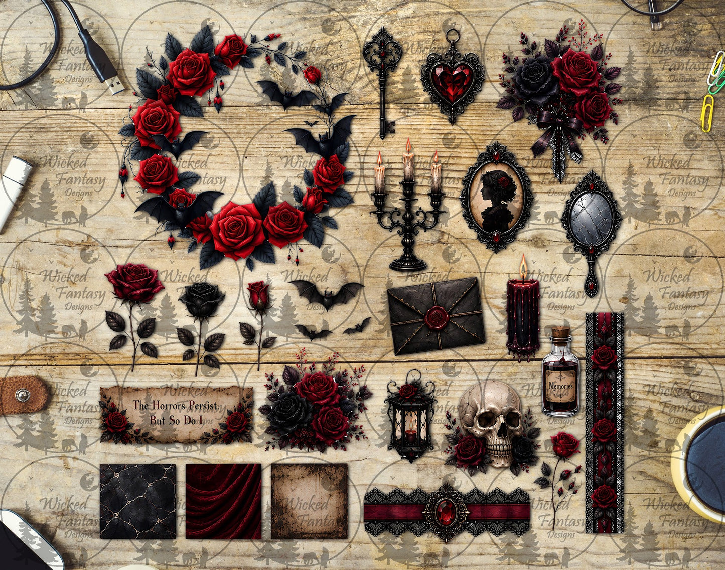 UVDTF Red Rose Gothic Element Sheet