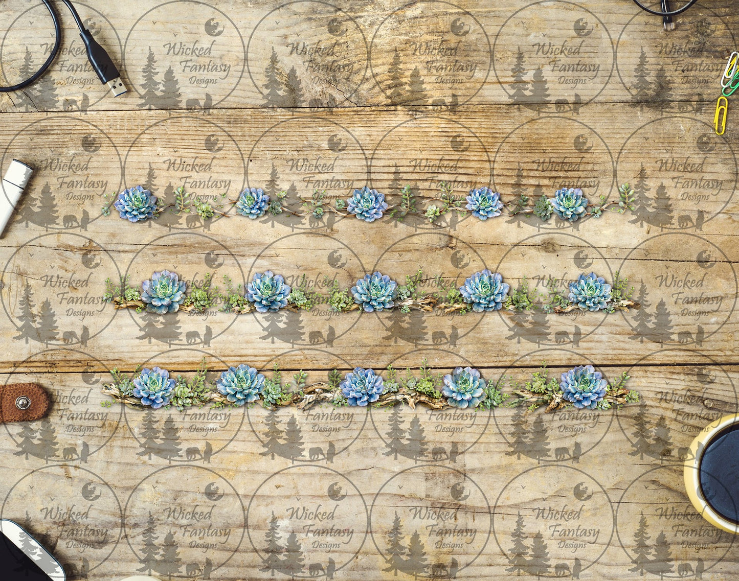 UVDTF Pastel Succulents Border Element