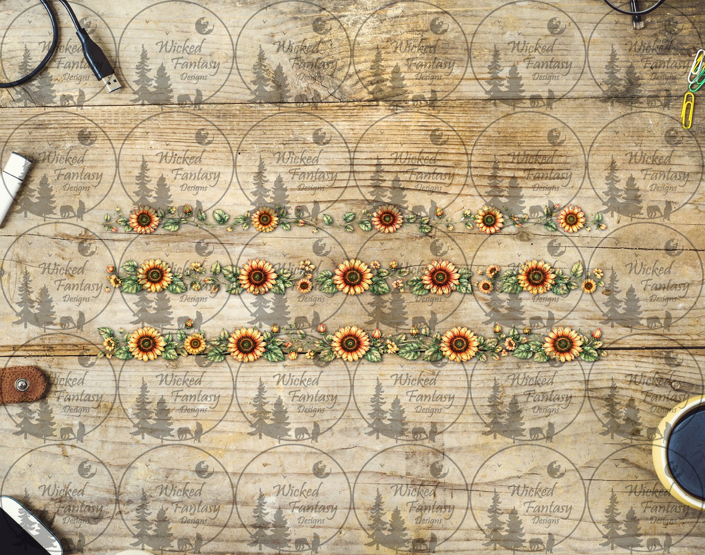 UVDTF Sunflower Strands Border Element