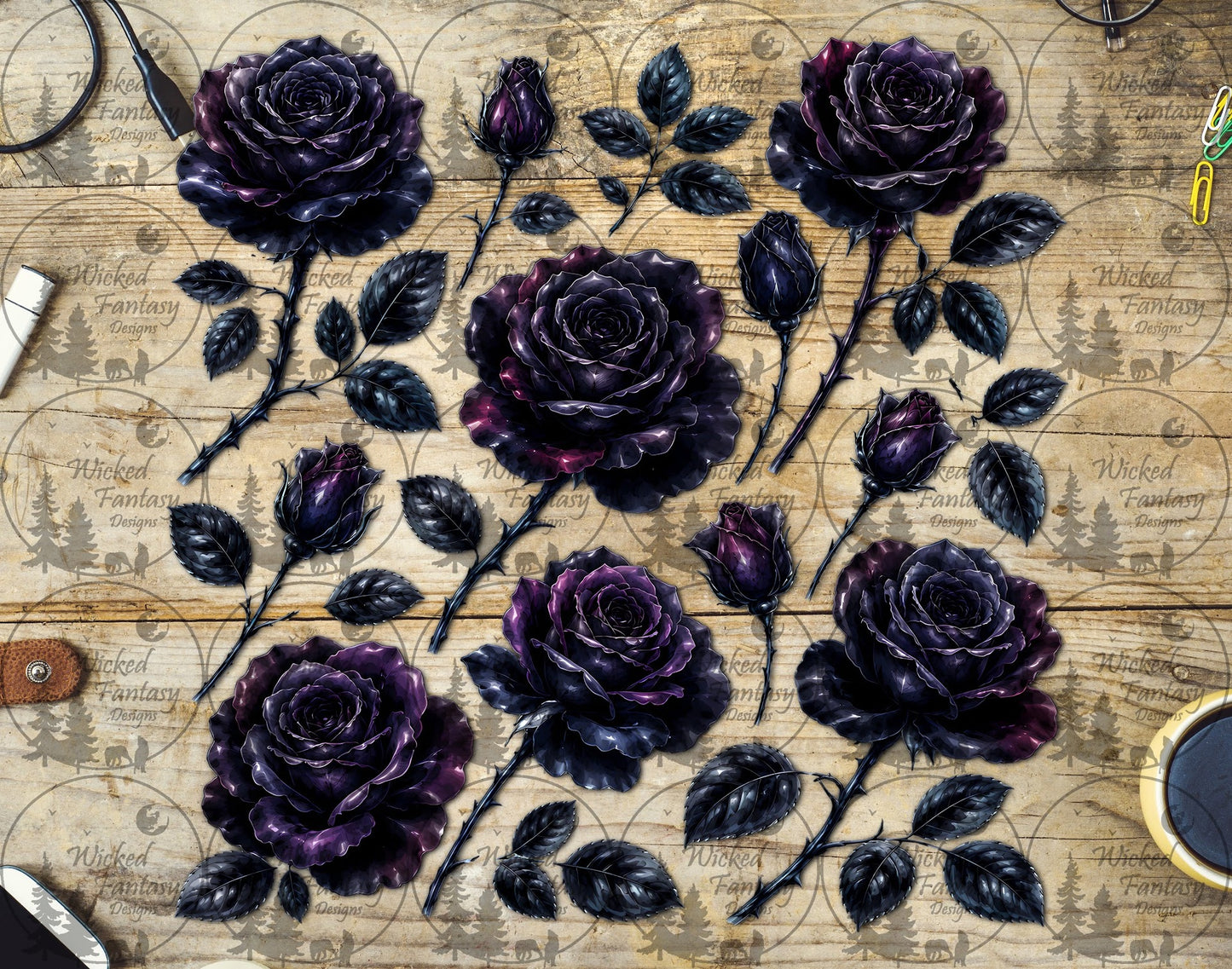 UVDTF Dark Amethyst and Black Roses Element Sheet