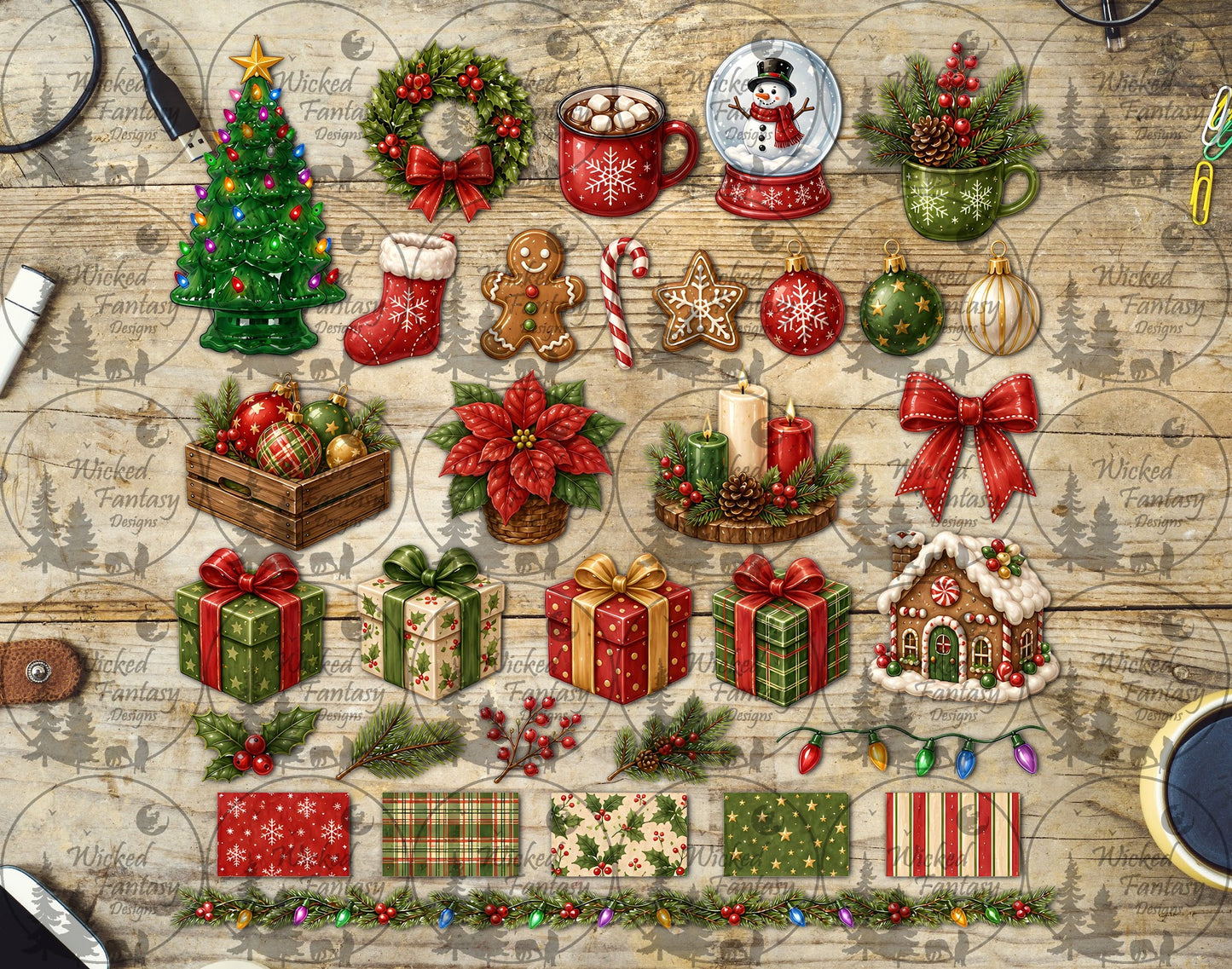 UVDTF Ceramic Christmas Tree Multimedia Element Sheet