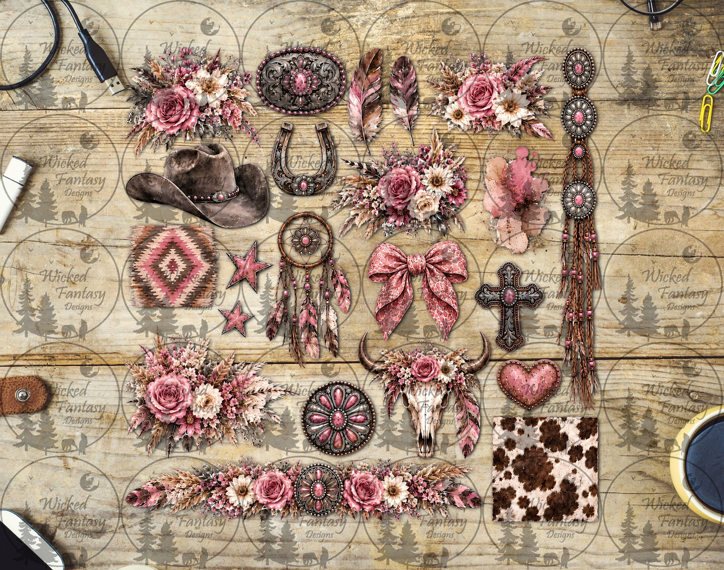 UVDTF Pink Cowgirl Element Sheet