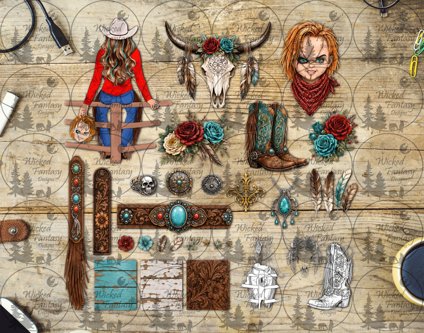 UVDTF Creepy Cowgirl Multimedia Element Sheet