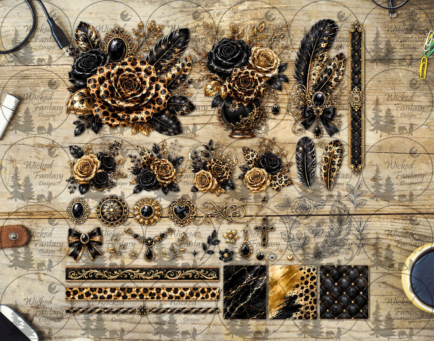 UVDTF Golden Leopard Elegance Multimedia Element Sheet