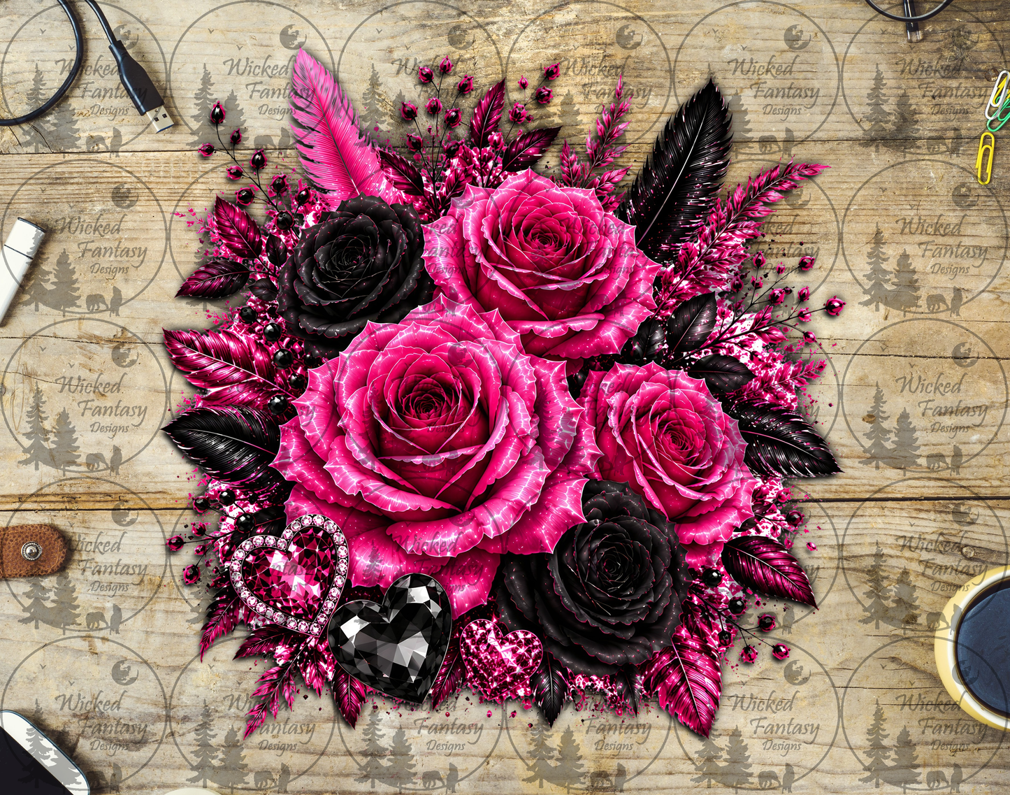 UVDTF Pink and Black Floral Bouquet