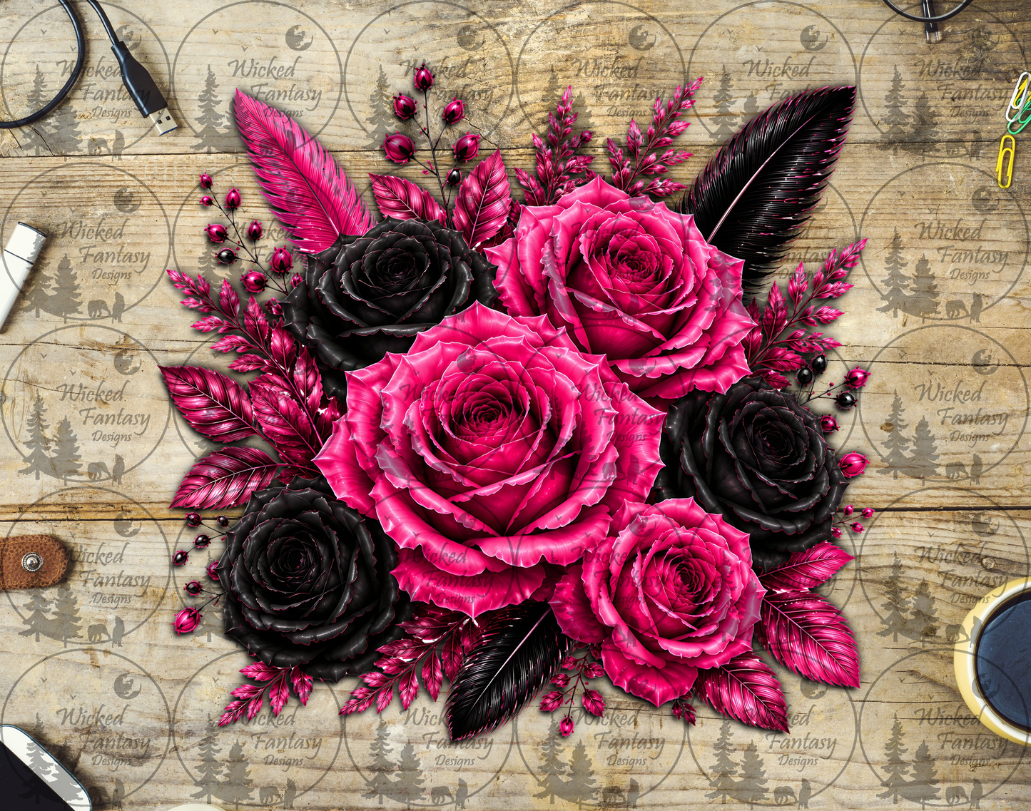 UVDTF Pink and Black Floral