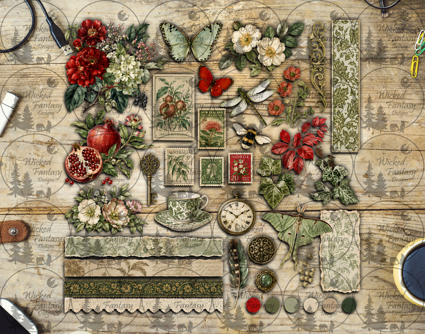 UVDTF Petals and Postmarks Multimedia Element Sheet