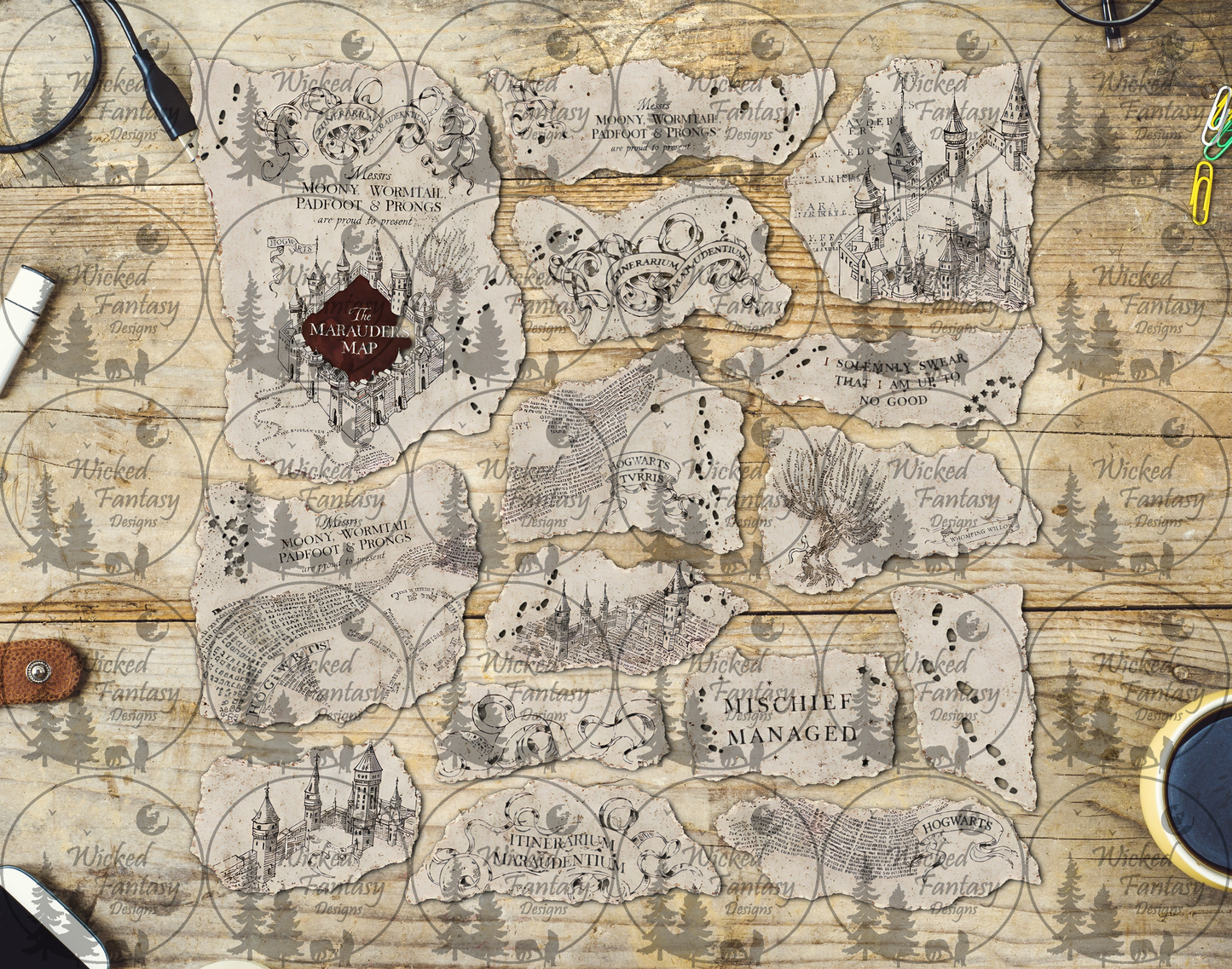 UVDTF Mischief Managed Wizard Ripped Pages Filler Element Sheet