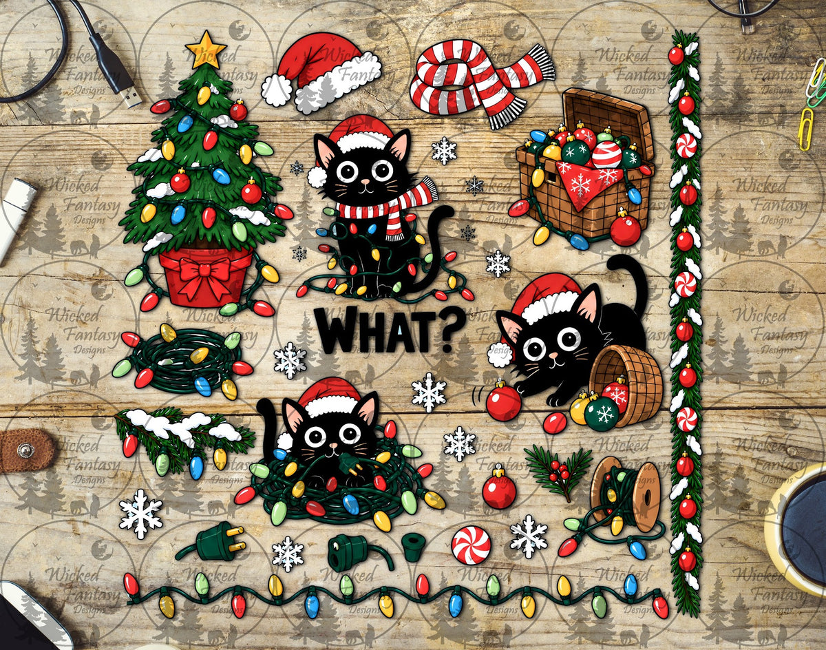 UVDTF Christmas Tangled Cats Element Sheet