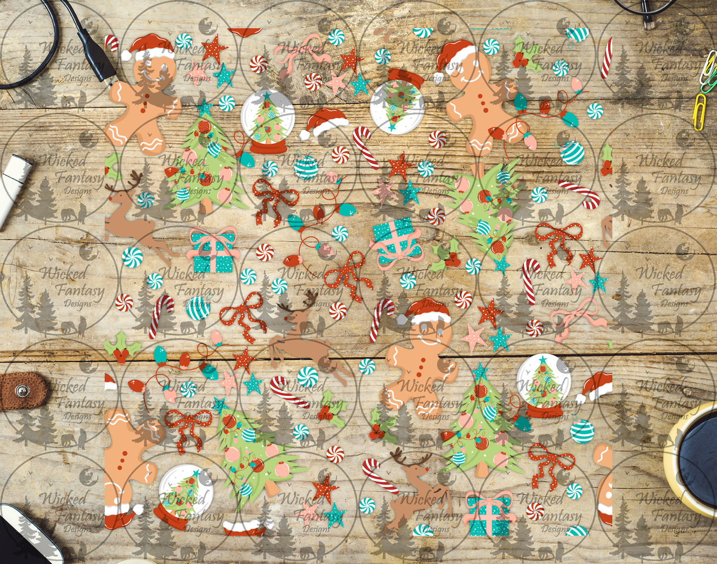 UVDTF Gingerbread Men and Trees 20oz 30oz 10"x10"
