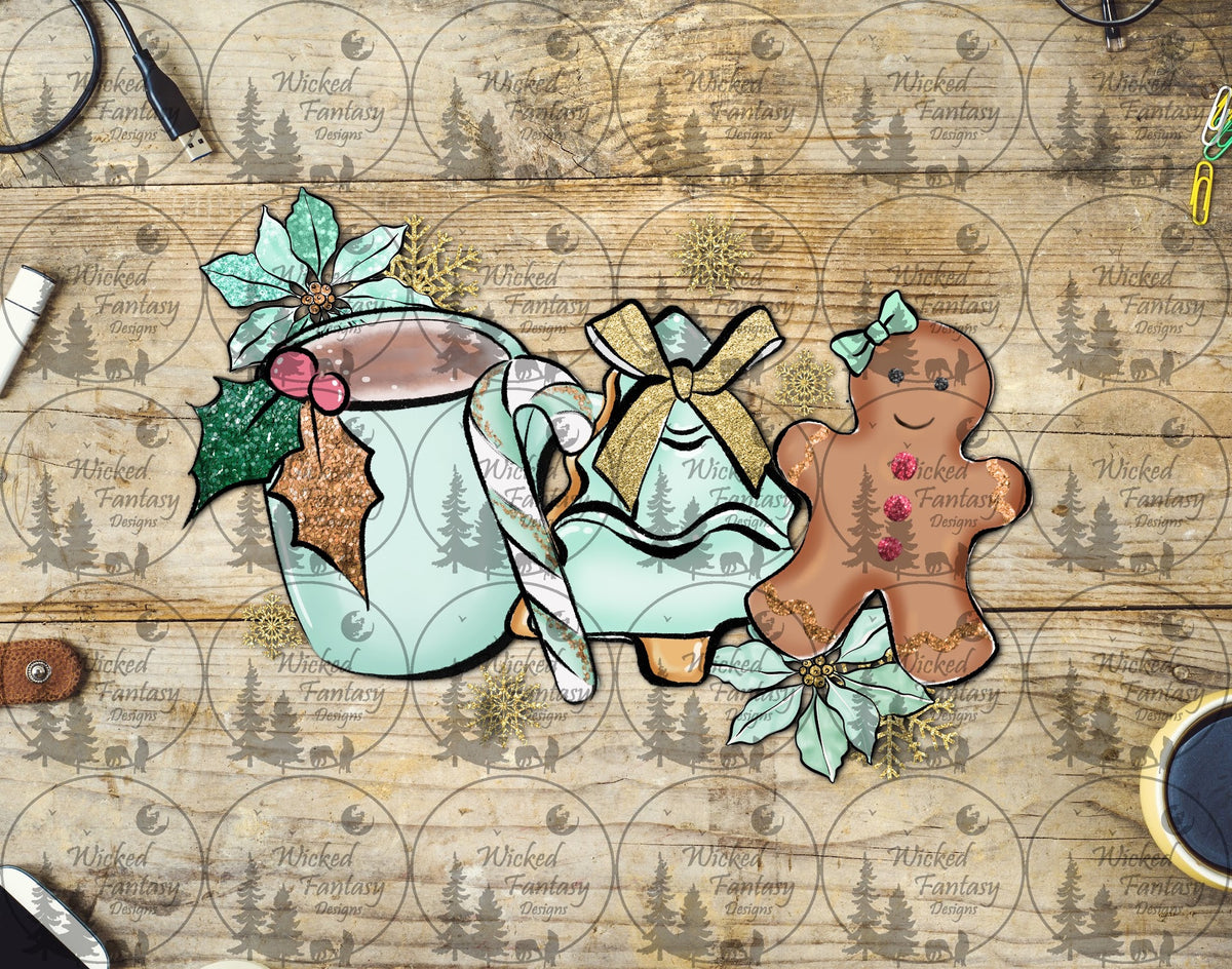 UVDTF Mint Coffee Cup and Gingerbread Man