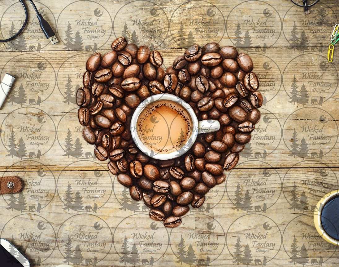UVDTF Coffee Bean Heart