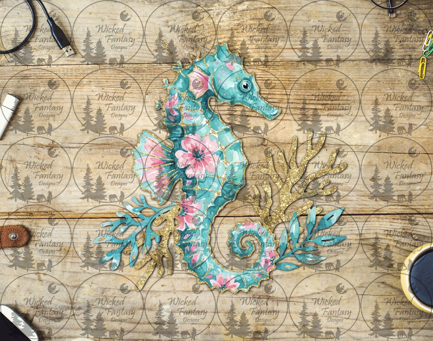 UVDTF Sea Horse Floral