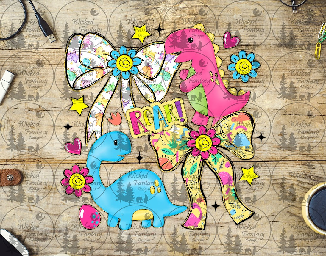 UVDTF Coquette Dinosaur Bows