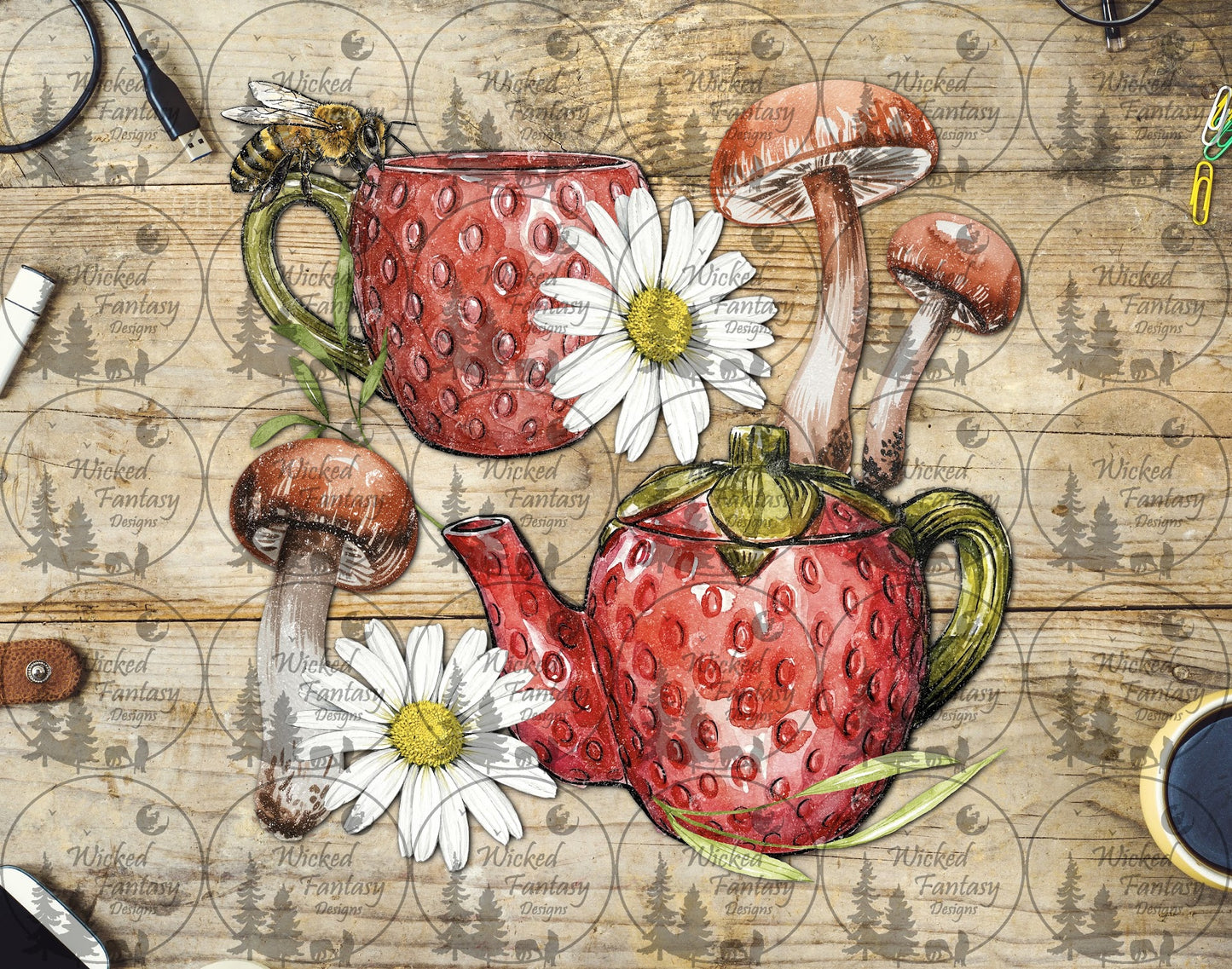 UVDTF Forest Mushroom Strawberry Tea Time