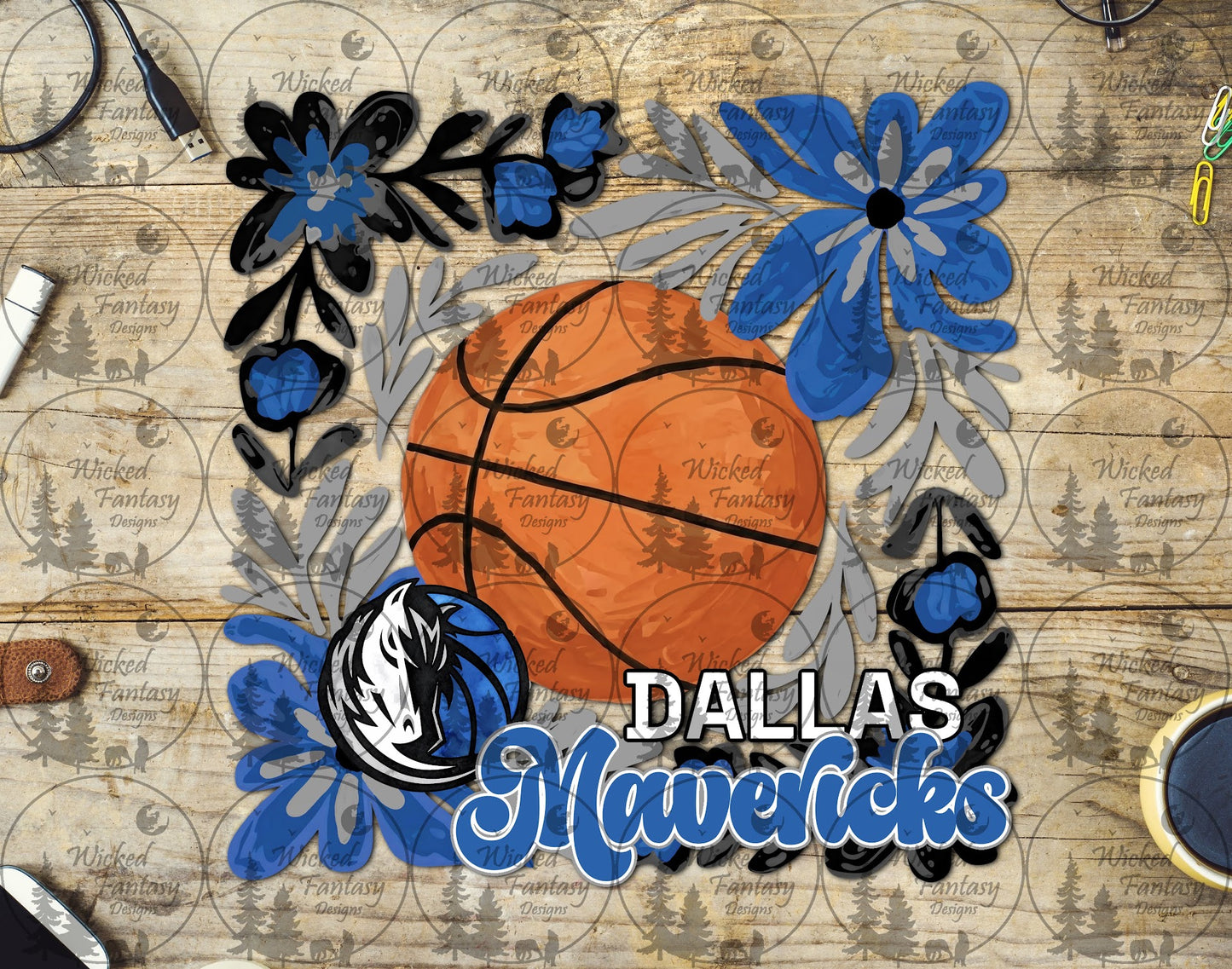 UVDTF Basketball Floral Dallas