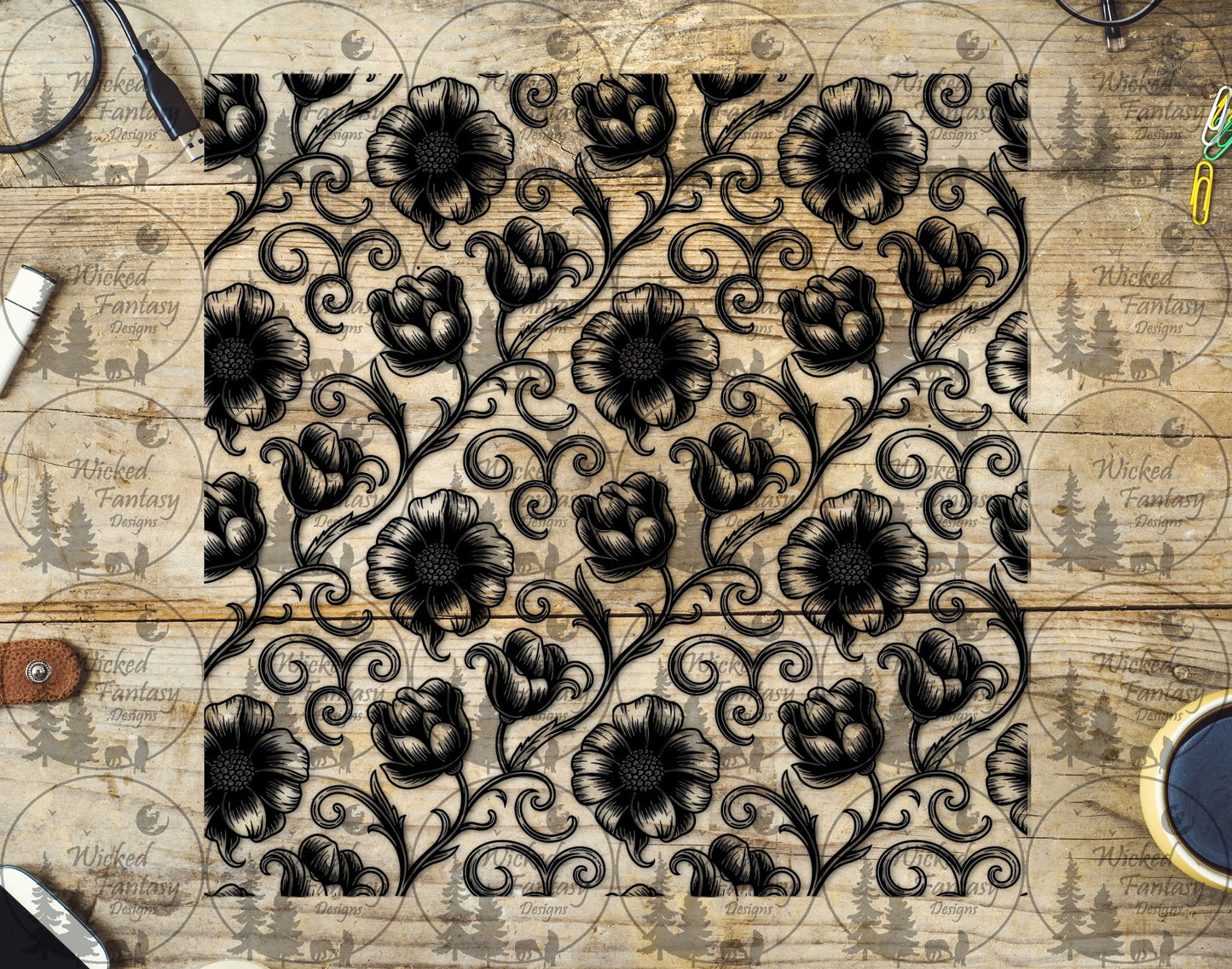 UVDTF Floral Filagree 20oz 30oz 10"x10"