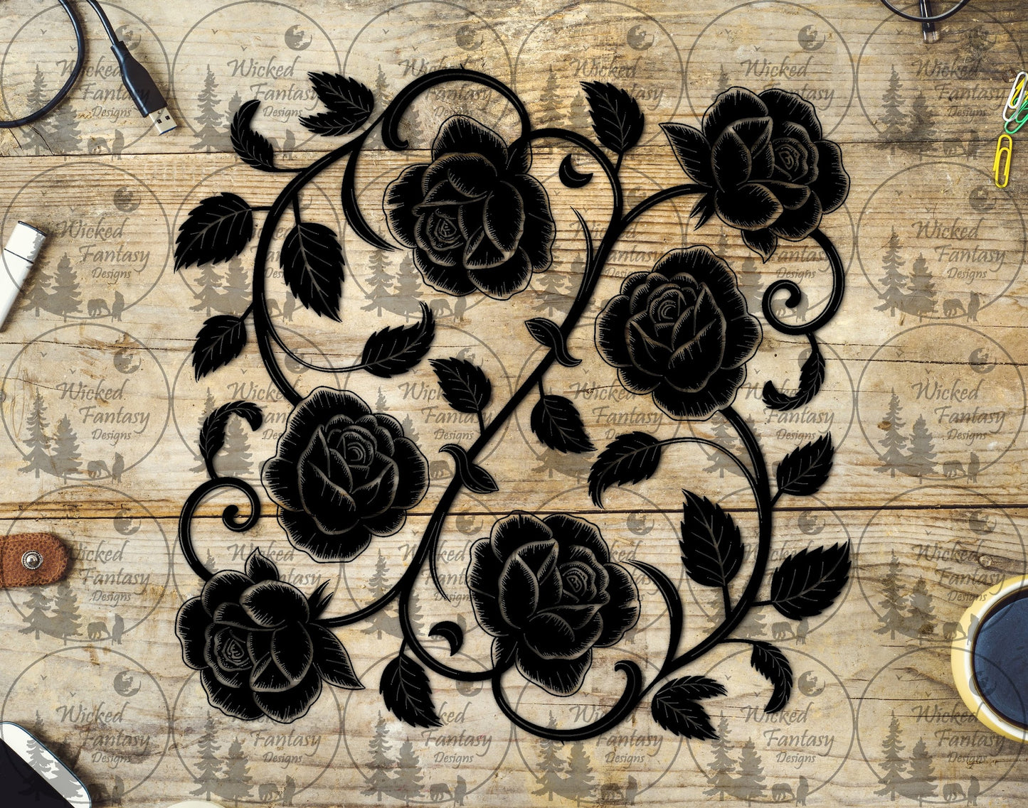 UVDTF Tattoo Rose Floral 20oz 30oz 10"x10"