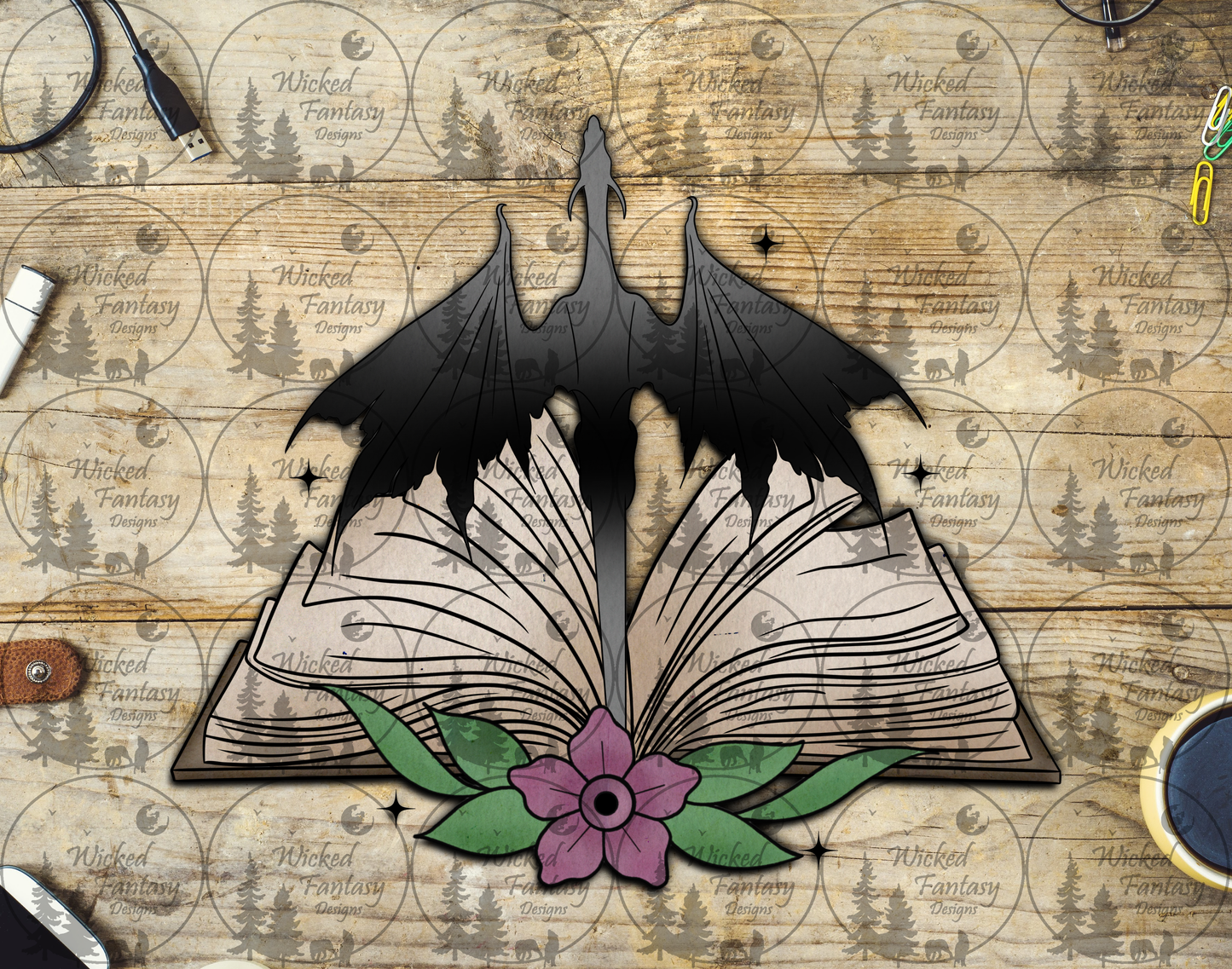 UVDTF Dragon with Book