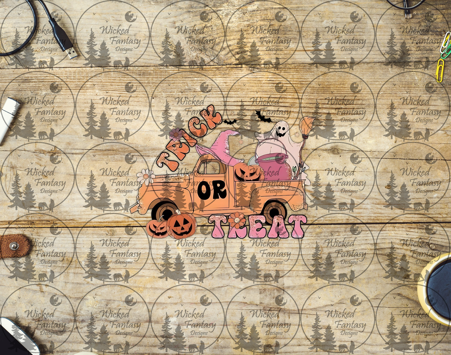 UVDTF Trick or Treat Vintage Truck and Ghost