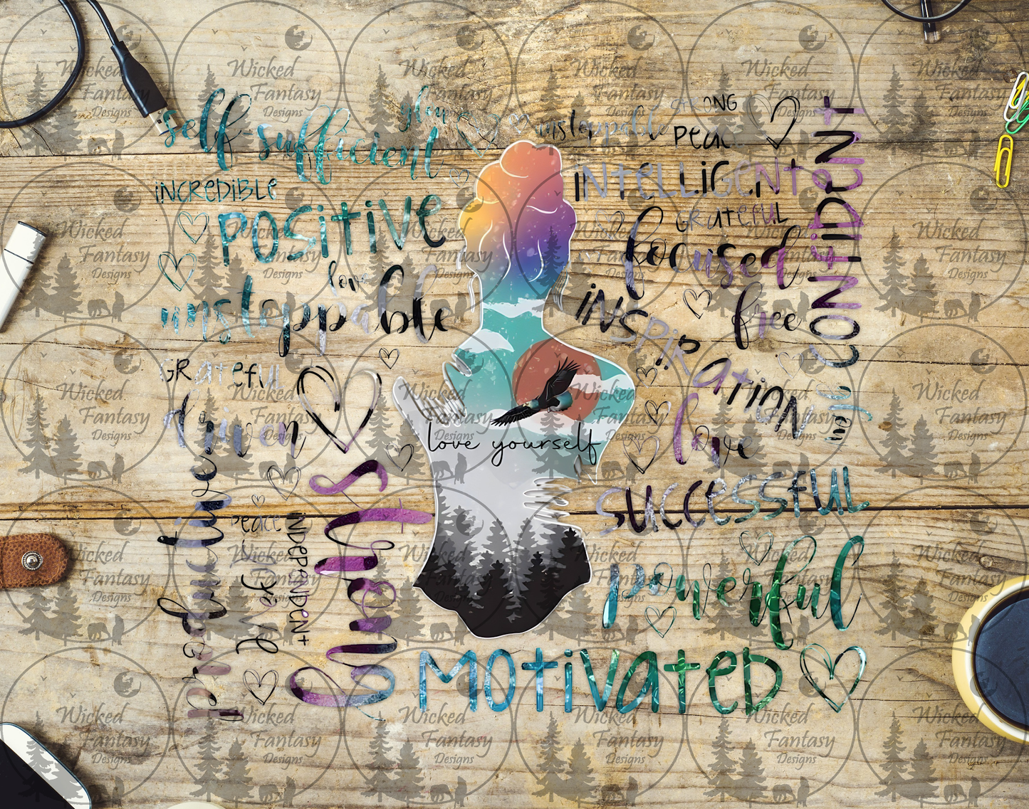 UVDTF Love Yourself Collage 20oz 30oz 10"x10"