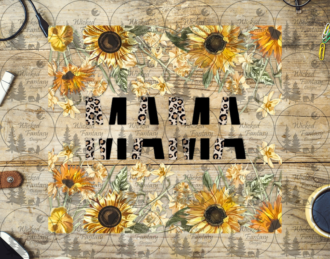 UVDTF Mama with Sunflowers 20oz 30oz 10"x10" Element
