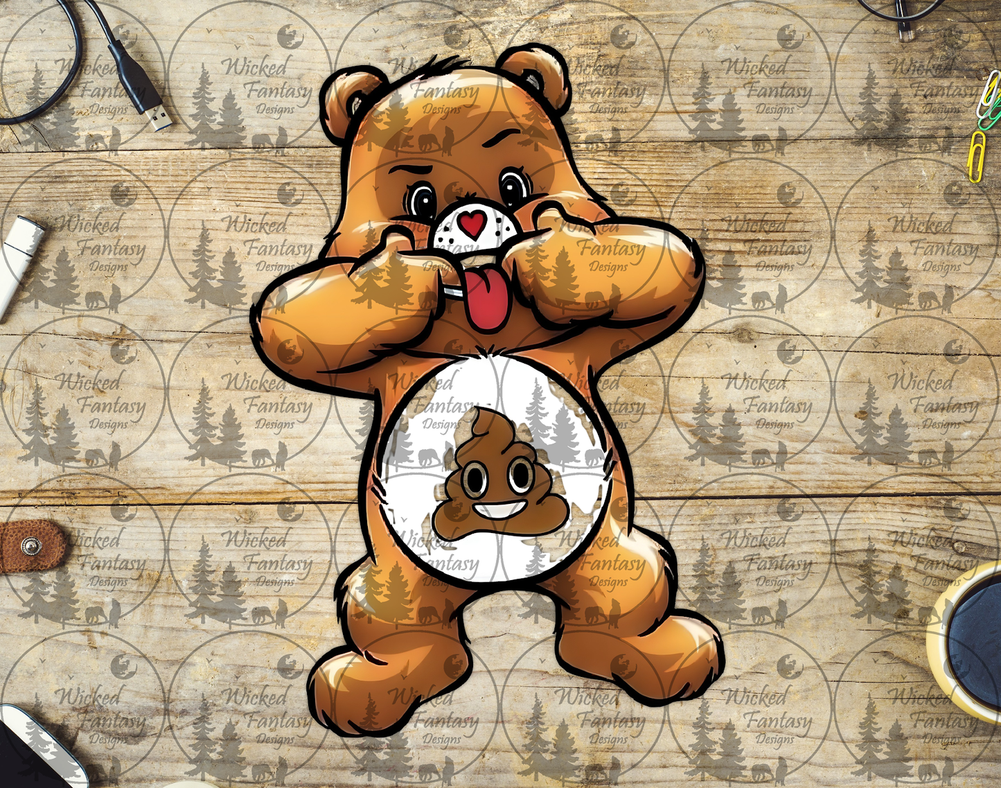 UVDTF Poop Emoji Swear Bear