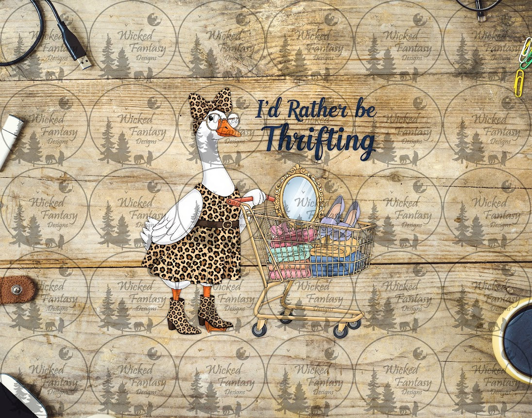 UVDTF I'd Rather Be Thrifting Leopard Print Goose