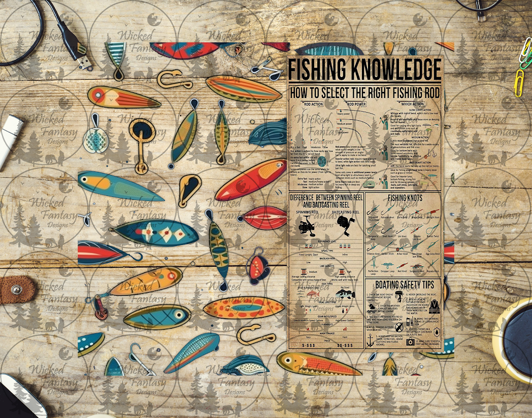 UVDTF Fishing Knowledge 20oz 30oz 10"x10" Element – Wicked Fantasy Designs