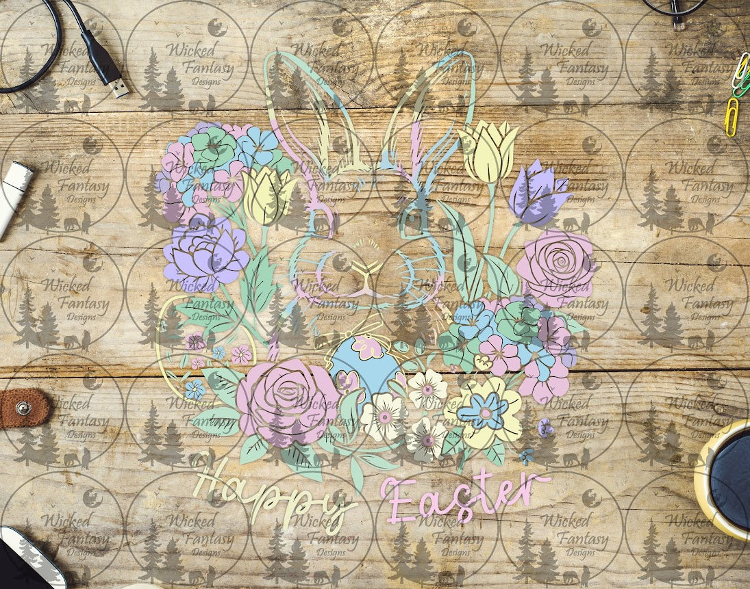 UVDTF Happy Easter Pastel Bunny and Florals