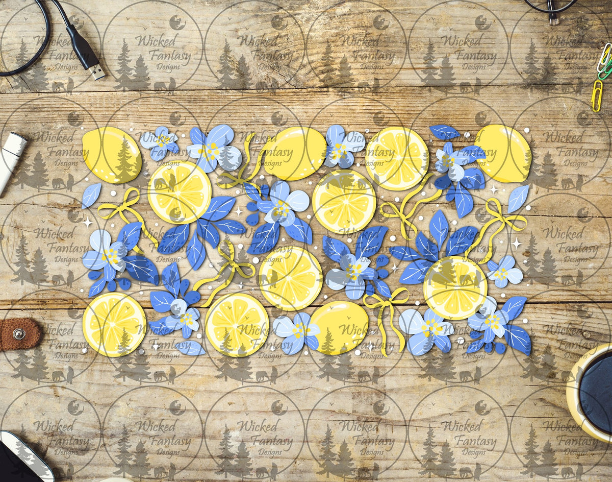 UVDTF Lemons and Blue Flowers 16oz 40oz
