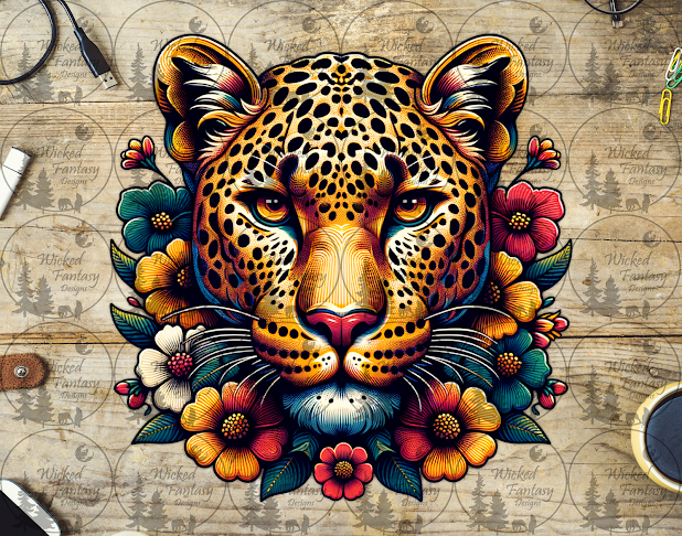 UVDTF Leopard with Flowers