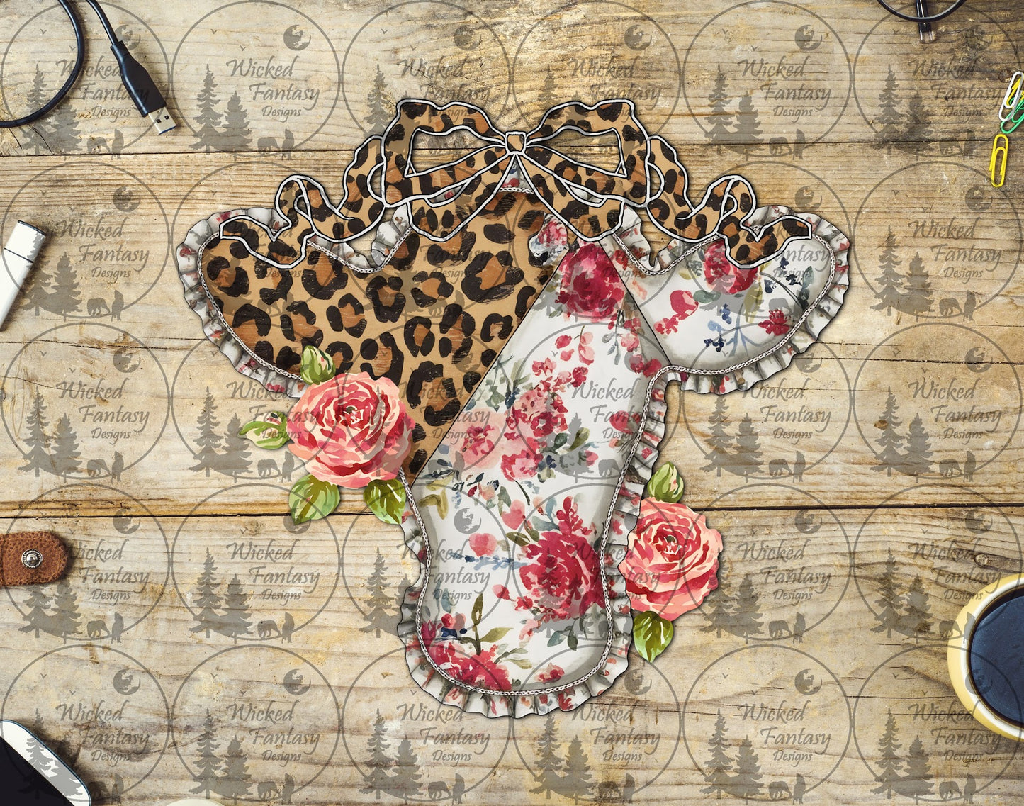 UVDTF Patchwork Leopard Floral Cow