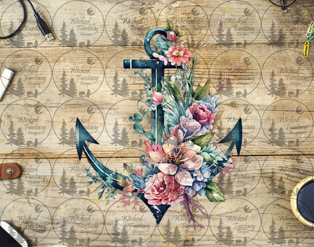 UVDTF Anchor with Flowers