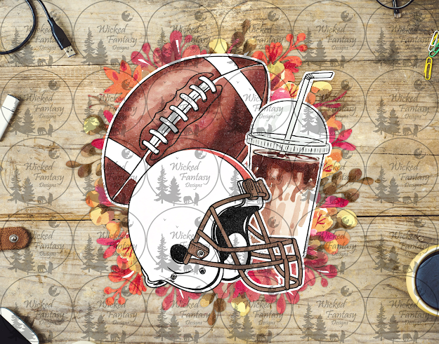 UVDTF Football Helmet and Coffee