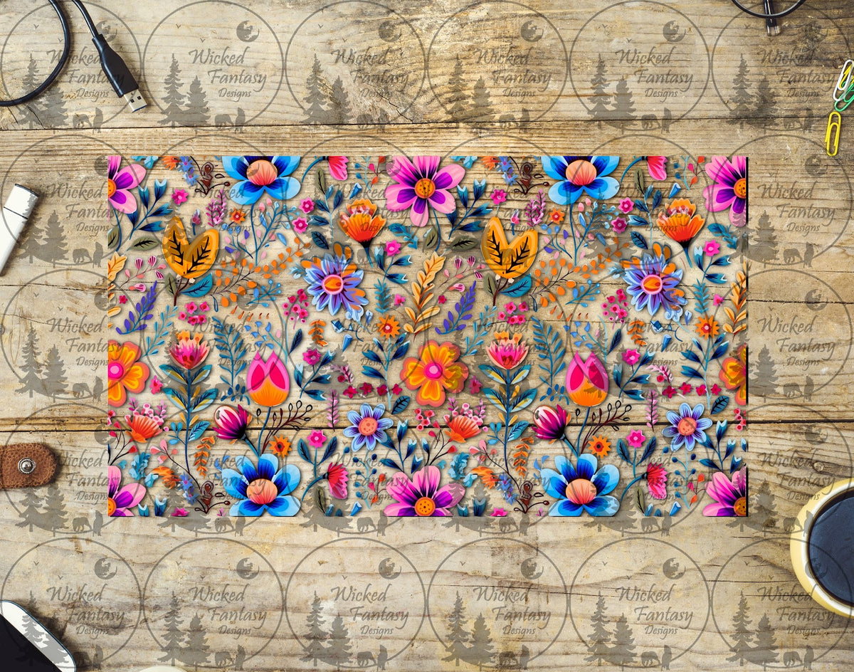 UVDTF Pink and Blue Floral 16oz 40oz