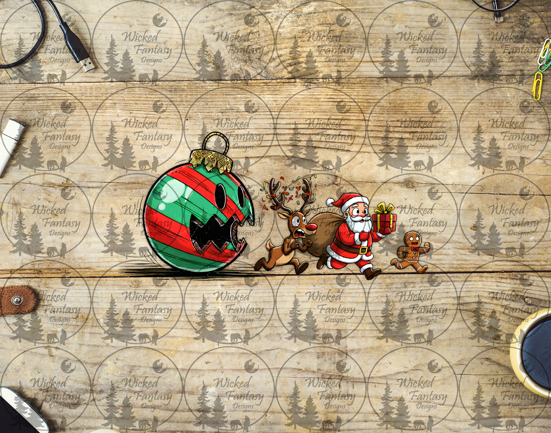 UVDTF Monster Ornament Chasing Santa & Friends