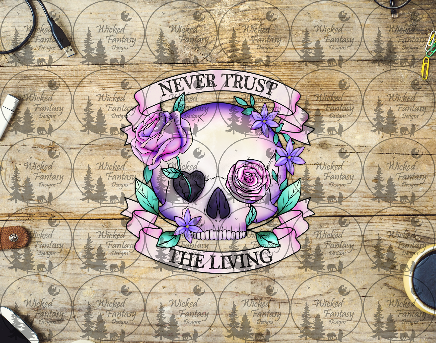 UVDTF Never Trust the Living Pastel Skull