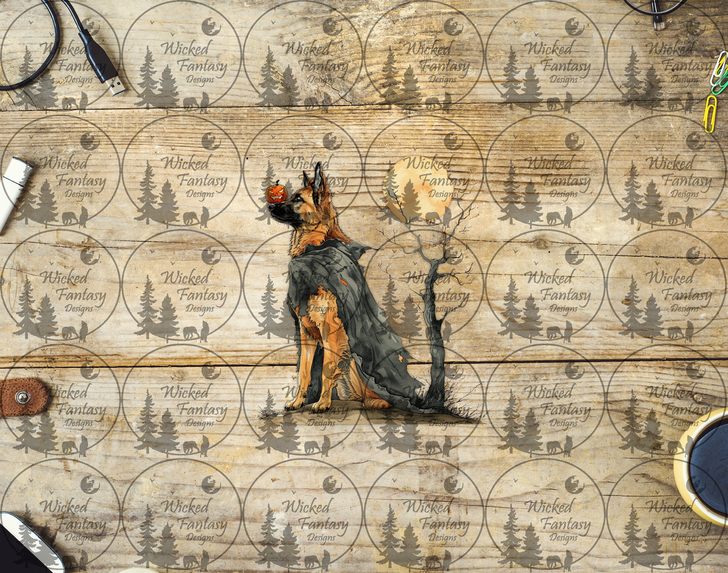 UVDTF German Shepherd with Cloak and Tree