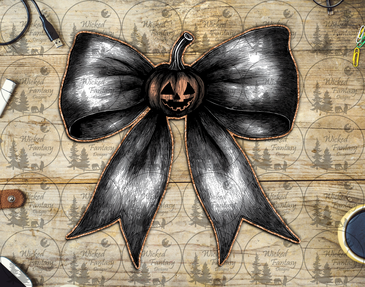 UVDTF Jack O Lantern Bow