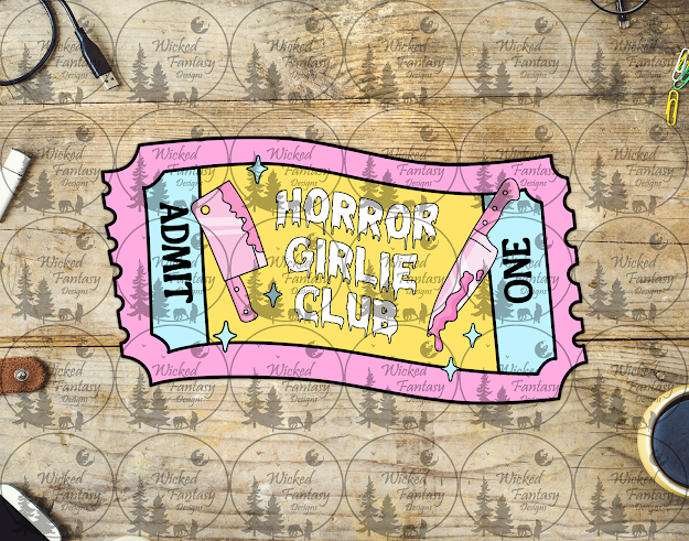 UVDTF Horror Girlie Club Ticket – Wicked Fantasy Designs