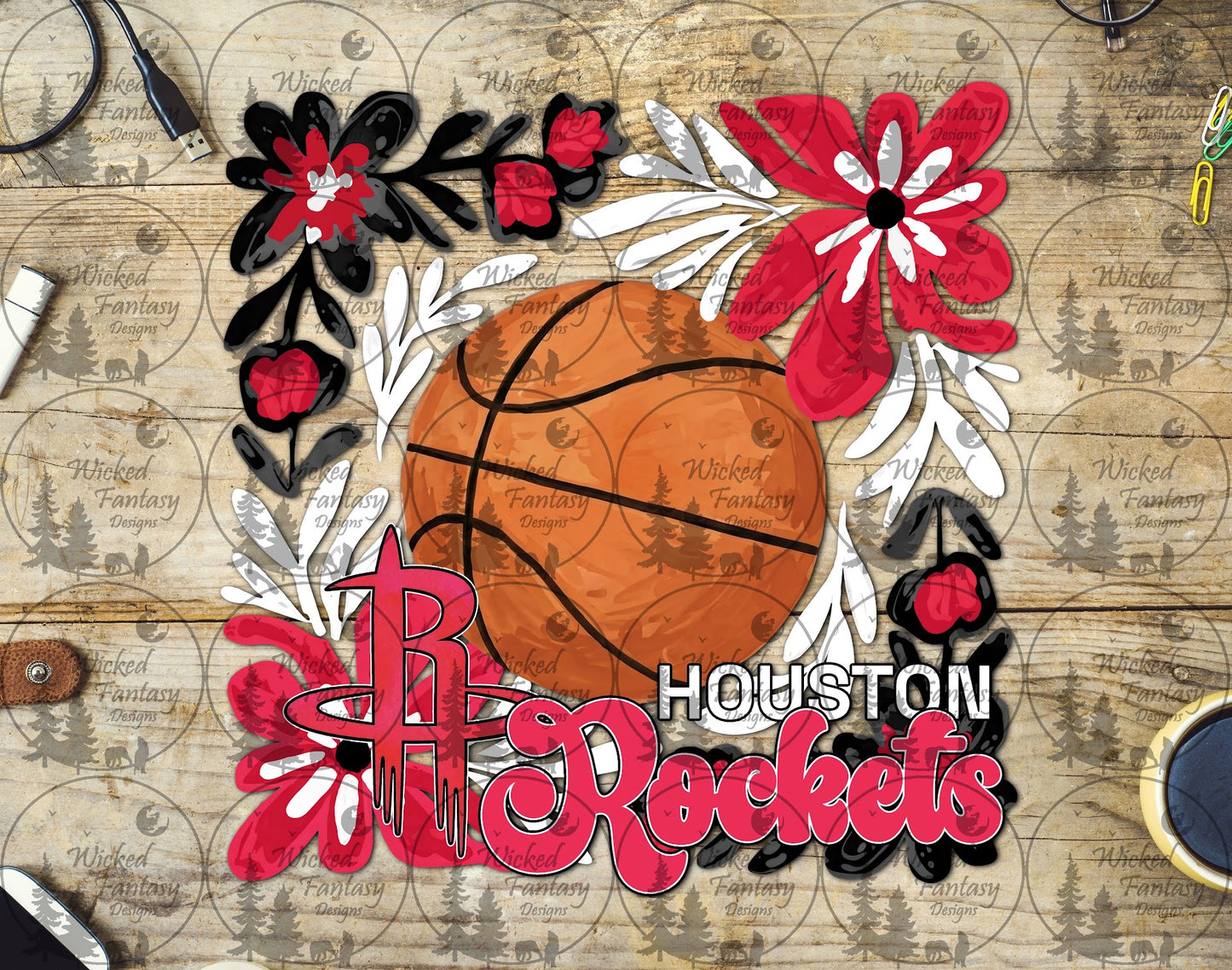UVDTF Basketball Floral Rocket