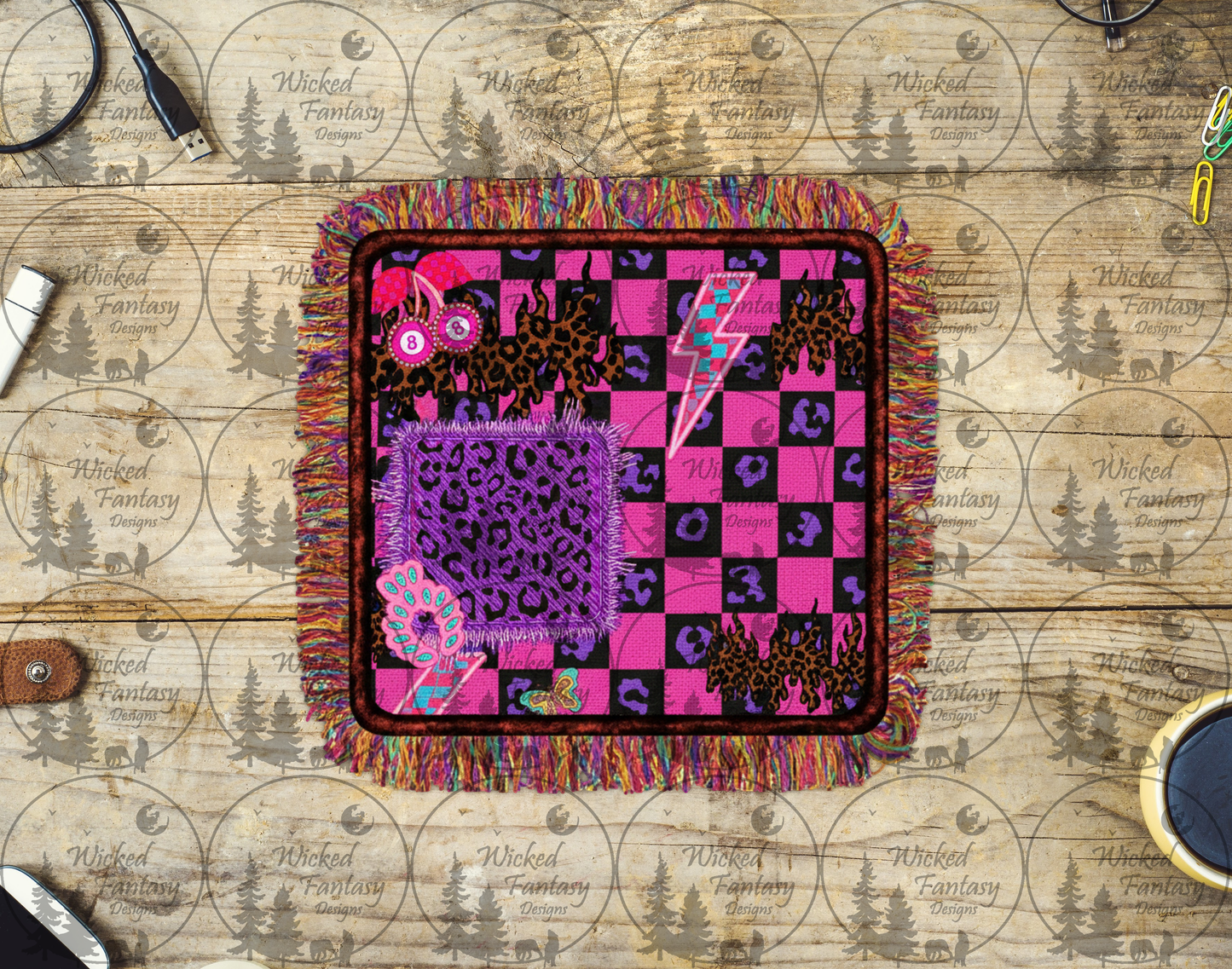 UVDTF Bright Colored Checkered Leopard Patch