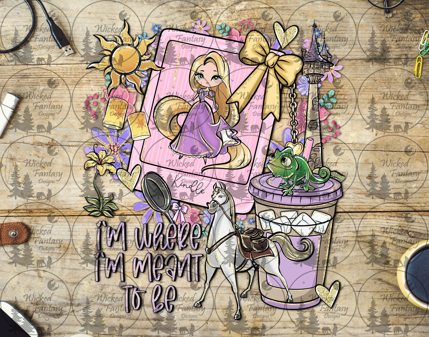 UVDTF I'm Where I'm Meant to Be Tablet and Iced Coffee