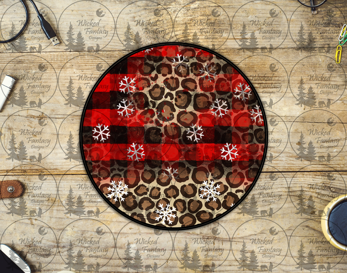 UVDTF Leopard Plaid and Snowflakes Circle